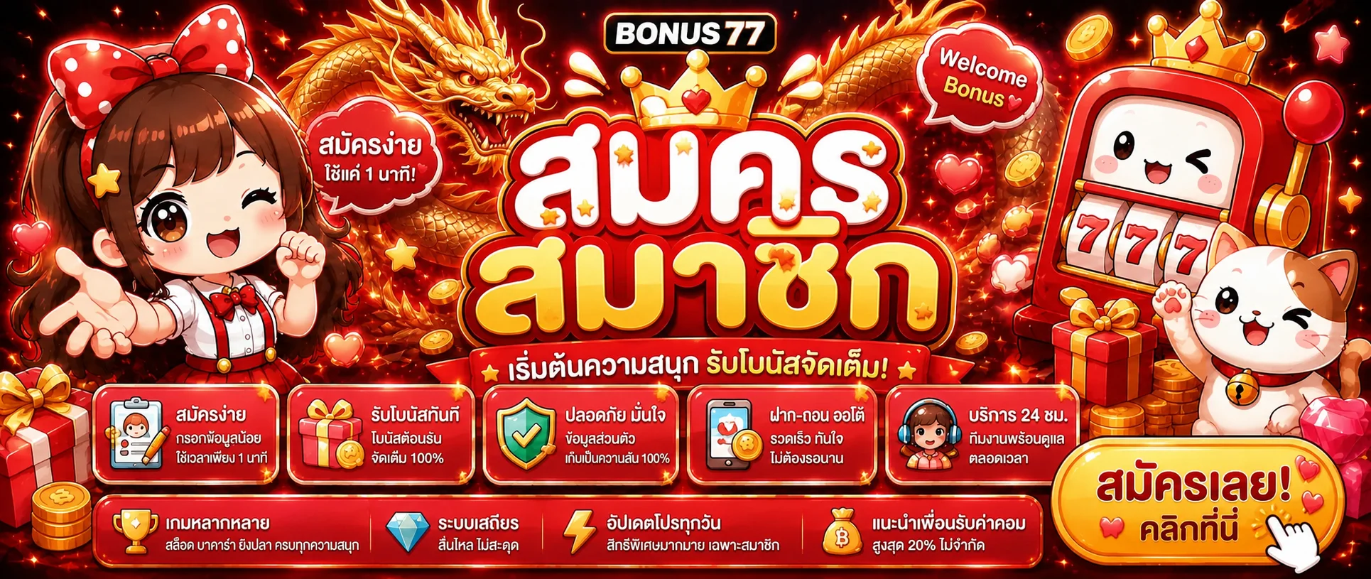 BONUS77 สมัครสมาชิกพร้อมคู่มือเริ่มต้นใช้งาน